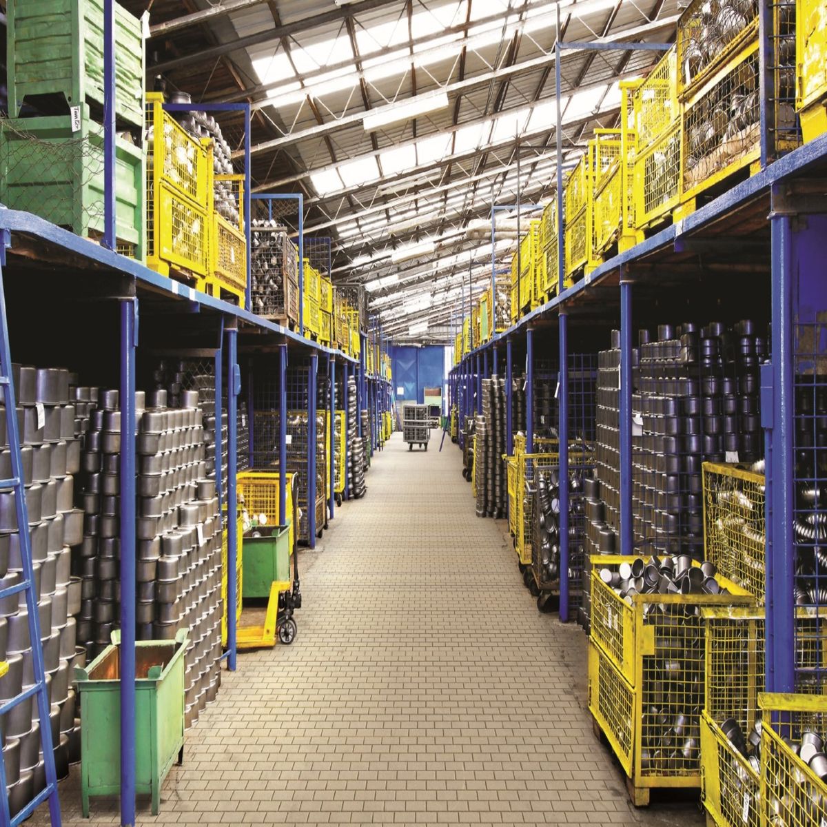 Warehouse aisle with pallet racking